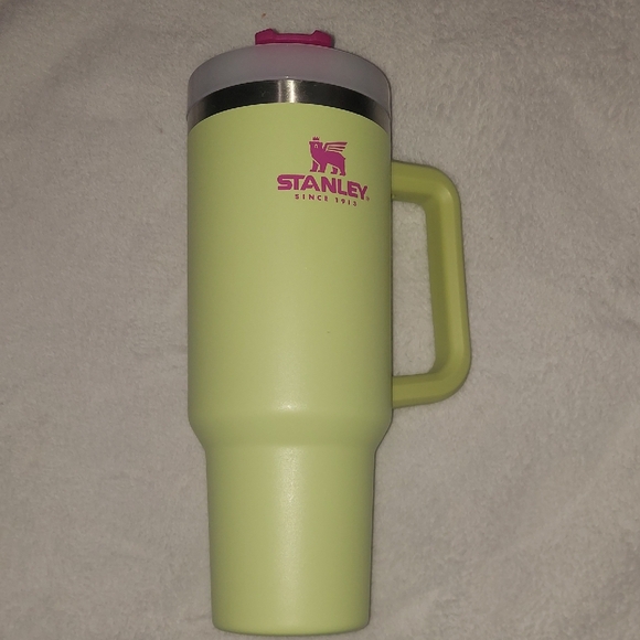 Stanley Other - Stanley 40 Oz. Neon Green Travel Mug with Pink Accents